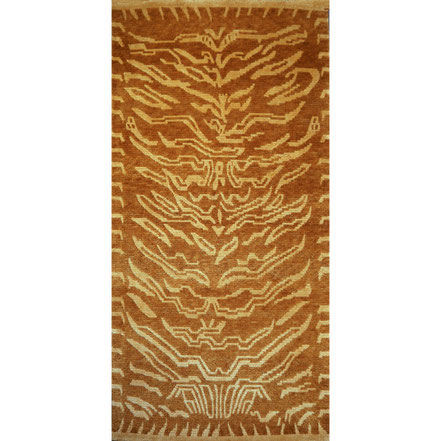 Tibetan Tiger Rug Wool and Silk Caramel Beige