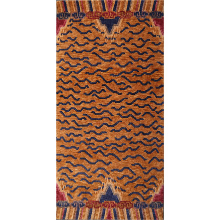 Tibetan Tiger Rug Wool Amber Blue Red