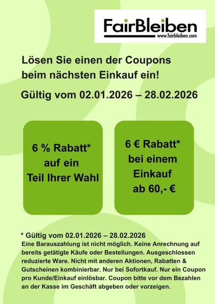 Rabatt Coupons für FairBleiben
