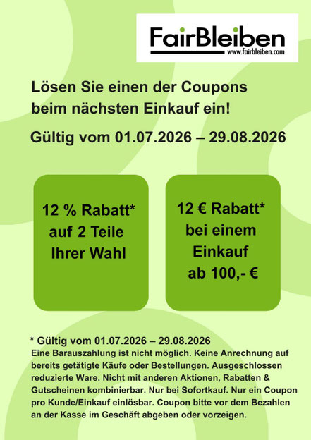Rabatt Coupons für FairBleiben