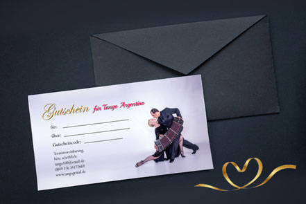 Tango Argentino Gutschein für Tango Kurs oder Tango Privatunterricht, Tango verschenken