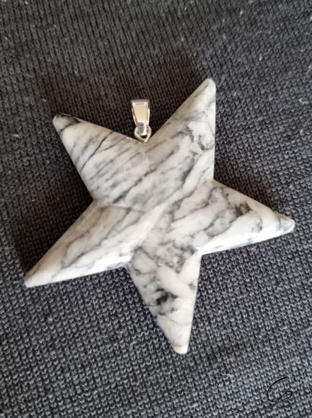 Anhänger, Eisblumenmagnesit, Pinolit-Magnesit, Stern, ChrisPy