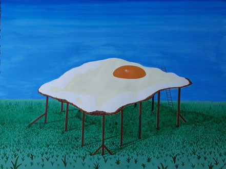 Spiegelei, Pavillon, Surrealismus, Acrylfarbe, Christian Niklis