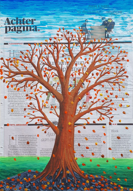 NRC Handelsblad, Achter pagina, Herbstbaum, Wasserfarbe, Acrylfarbe, Christian Niklis