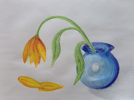 Tulpe, Vase, Aquarellkreide, Christian Niklis