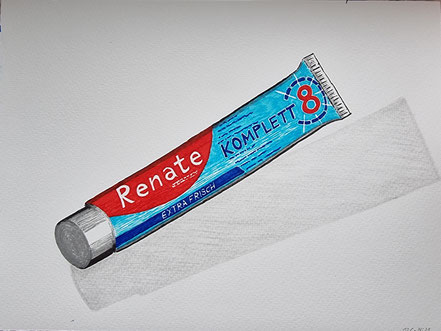 Zahnpaste, Colgate Komplett 8, Renate, Pop Art, Filzstiftzeichnung, Christian Niklis