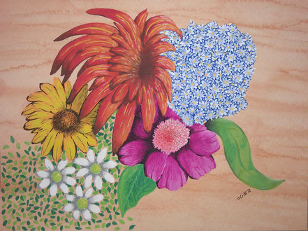 Blüten, Blumen, Blumenstrauß, Bouquet, Wasserfarbe, Christian Niklis