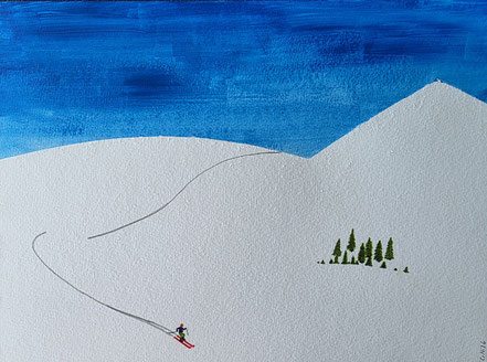 Skifahrer, Filzstiftzeichnung, Christian Niklis