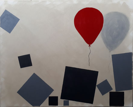 Würfel, Luftballon, Acrylfarbe, Christian Niklis