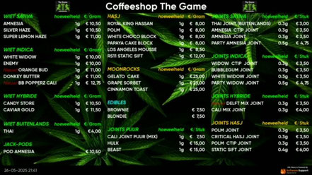 coffeeshop menu the game