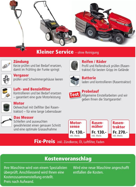 Service Rasentraktor Motorsense Rasenmäher