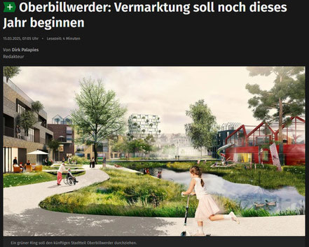 Foto vom Online-Artikel im Abendblatt. Illustration einer idyllischen urbanen Fläche: Wenige Menschen, kein Müll, gepflegte Grünflächen, intakte Infrastruktur.