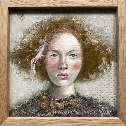 kleines Original-Gemälde Porträt Frau abstrakt