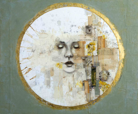 © Conni Altmann, "Das Dorf an der Grenze", Mixed Media auf Sperrholz, 120 x 100 cm