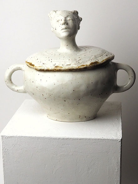 Keramikkunst Skulptur Deckelgefäß Vase Kunst von Conni Altmann