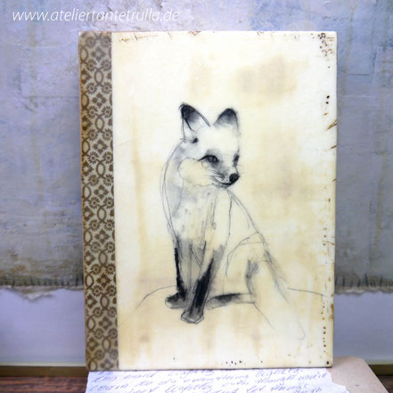 Enkaustik Fuchs-Zeichnung