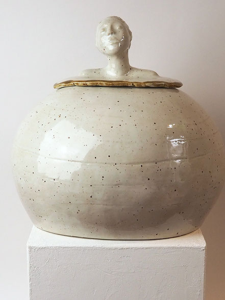 Keramikkunst Skulptur Deckelgefäß Vase Kunst von Conni Altmann