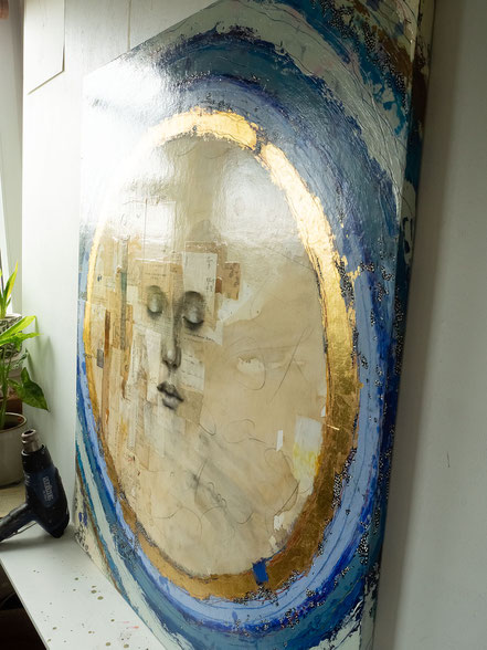 © Conni Altmann, "Li-Lo", Mixed Media auf Sperrholz, ca. 80 x 100 x 2,3 cm 