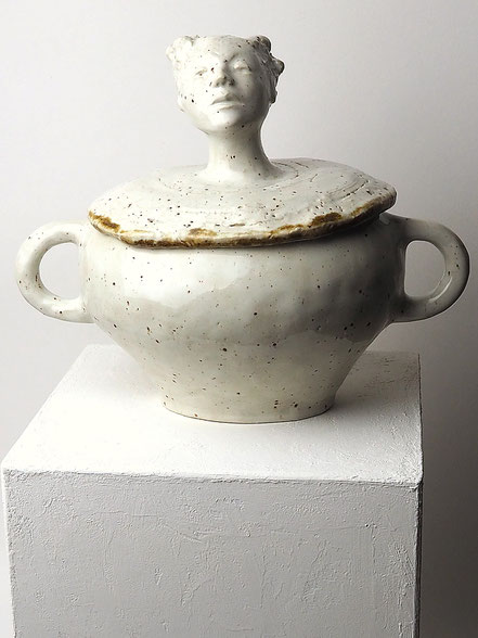 Keramikkunst Skulptur Deckelgefäß Vase Kunst von Conni Altmann