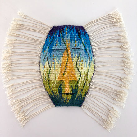 Pulled warp and shaped tapestry