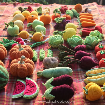 Вязаные фрукты и овощи OlinoHobby. Crochet fruits and vegetables by OlinoHobby.