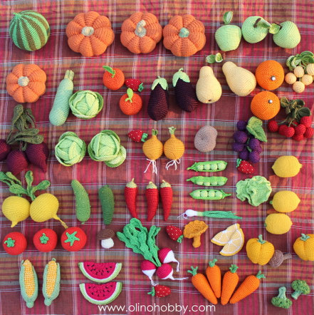 Вязаные фрукты и овощи OlinoHobby. Crochet fruits and vegetables by OlinoHobby.