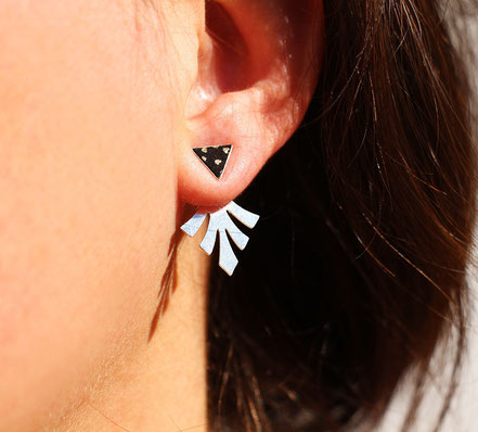 bijoux de lobe, boucles d'oreille devant-derrière, boucles d'oreille de lobe, boucles d'oreille triangle, bijou géométrique, bijoux tendance, bijou moderne, earcuff, puce d'oreille 