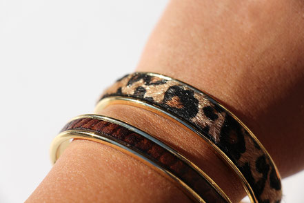 bracelet jonc, braclet doré, bracelet plaqué or, bracelet cuir serpent, bracelet jonc en cuir, marron et doré, cadeau noël