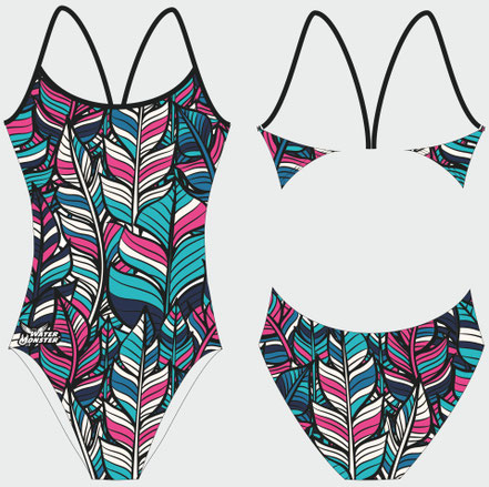 Maillot de bain une pièce bretelles fines Feuilles