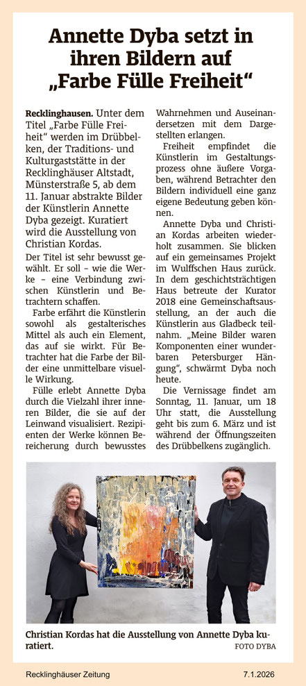 Kunst Ausstellung Annette Dyba Christian Kordas Drübbelken Recklinghäuser Zeitung