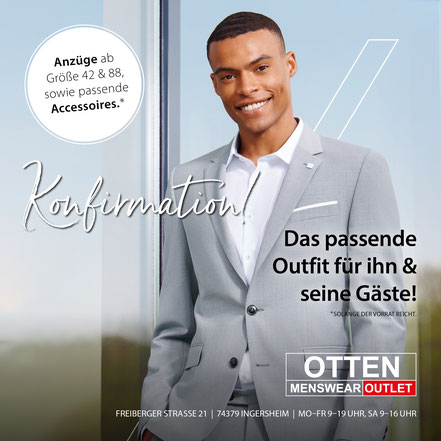 Konfirmation - Das passende Outfit für ihn und seine Gäste, Digel, Anzug, OTTEN MENSWEAR Outlet, Outlets Ingersheim, Freiberger Str. 52/2, 74379 Ingersheim, www.outlets-ingersheim.de