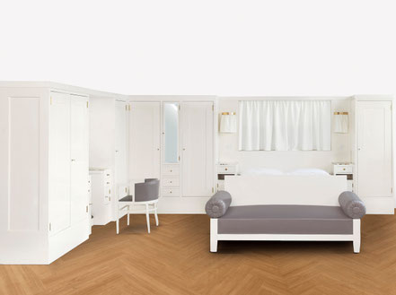 Schlafzimmereinrichtung Entwurf Adolf Loos für die Wohnung Roy Ausführung: Friedrich Otto Schmidt, Wien I. / Schmidt Miksa, Budapest