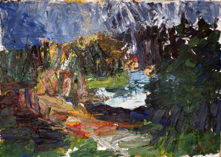 FRANZ GRABMAYR, Waldviertler Teichlandschaft, Öl/Leinwand, 1980, 200x300cm