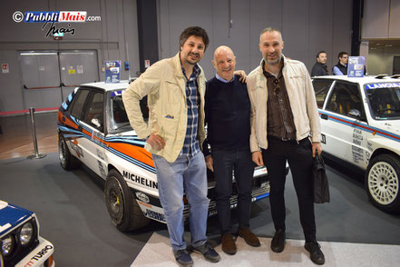 luca e roberto mais con miki biasion alla fiera di vicenza mondo motori 2019