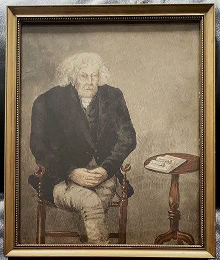 19th century watercolour of a thoughtful old gentleman