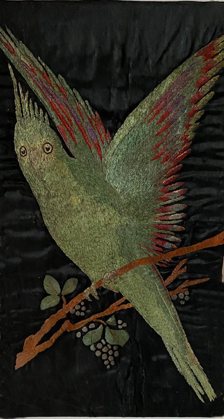Edwardian silkwork parrot