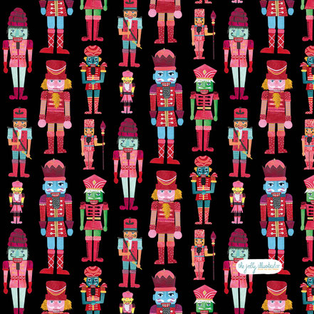 Nutcracker surface pattern design, Nutcracker collection, Christmas illustration by the jolly illustrator