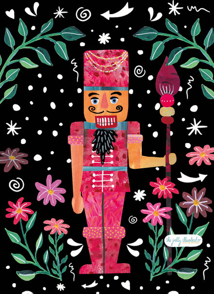 Nutcracker papercut illustration by the jolly illustrator, Christmas illustration. Available for licensing