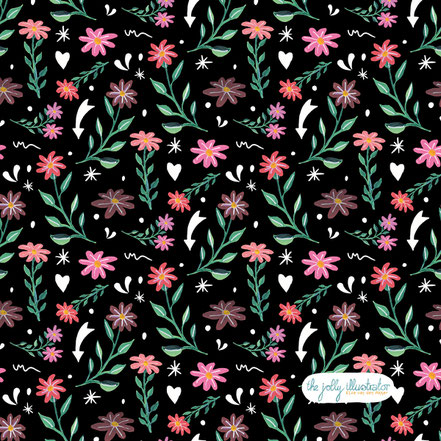 surface pattern design by the jolly illustrator. Mixed media illustration. Christmas, floral, winter
