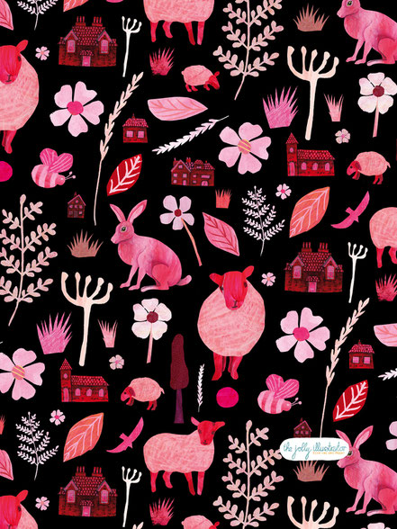 Series of surface patterns, collage art by the jolly illustrator. All patterns are available for licensing