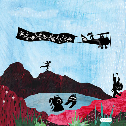 Dept, Gotic birthday card inspired on the art of Tim Burton, papercut collage by the jolly illustrator, Elze van den Akker