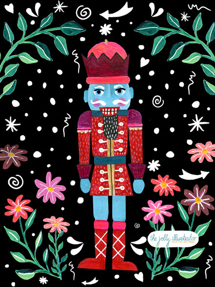 Nutcracker papercut illustration by the jolly illustrator, Christmas illustration. Available for licensing