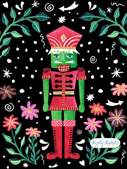 Nutcracker papercut illustration by the jolly illustrator, Christmas illustration. Available for licensing