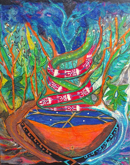 Arbol sagrado, cuatro razas, kultrun, cosmovision mapuche