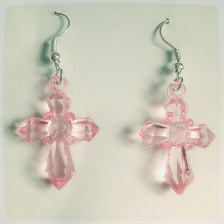 Baby Pink Cross Earrings