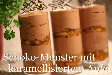 Rezept für eine himmlische Schokoladen-Mousse mit karamellisiertem Apfel