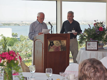 James Nicholas, Wilhelm Hufnagl in Galveston. A shared presentation on oleanders in Europe and the reading of greetings.