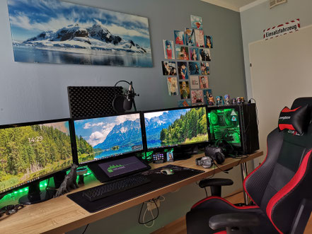 TheLukrie, Lukas Riedl, Firefighter, Designer, Gaming PC, Computer, Gaming, High End Gaming PC, Gaming Setup, HTC Vive, Setup, Hardcore Gaming Setup, 3 Monitors