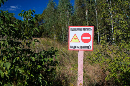 Grenze der Sperrzone von Tschernobyl