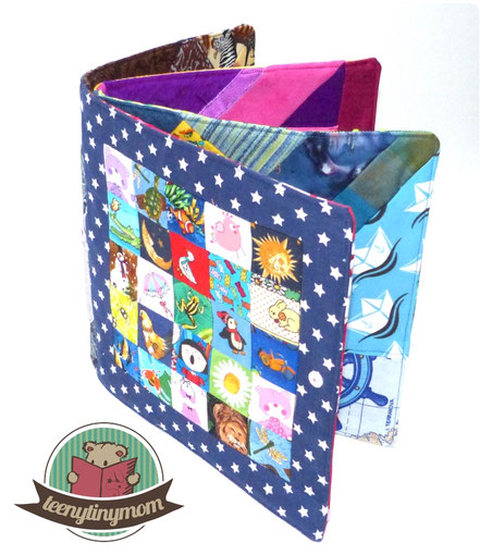 Quiet book - I used a farraginous mix of fabric remnants to sew this book.